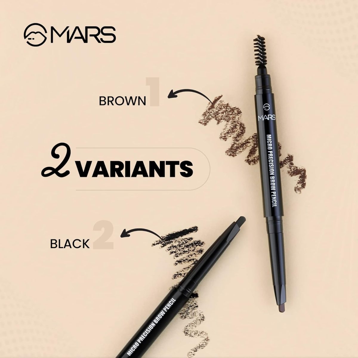 MARS Micro Precision Brow Pencil with spoolie | Retractable & Easy Glide | Long Lasting & Natural finish (0.4 g) (Black) - Image 5