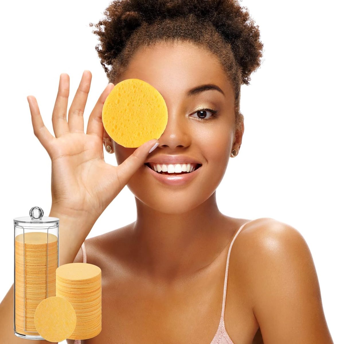 120 Pcs Compressed Facial Sponges Natural Face Exfoliator Disposable Face Sponges for Cleansing Round Soft Facial Scrubber Pads with Storage Container for Makeup Removal Esthetician Supplies Travel - Image 7