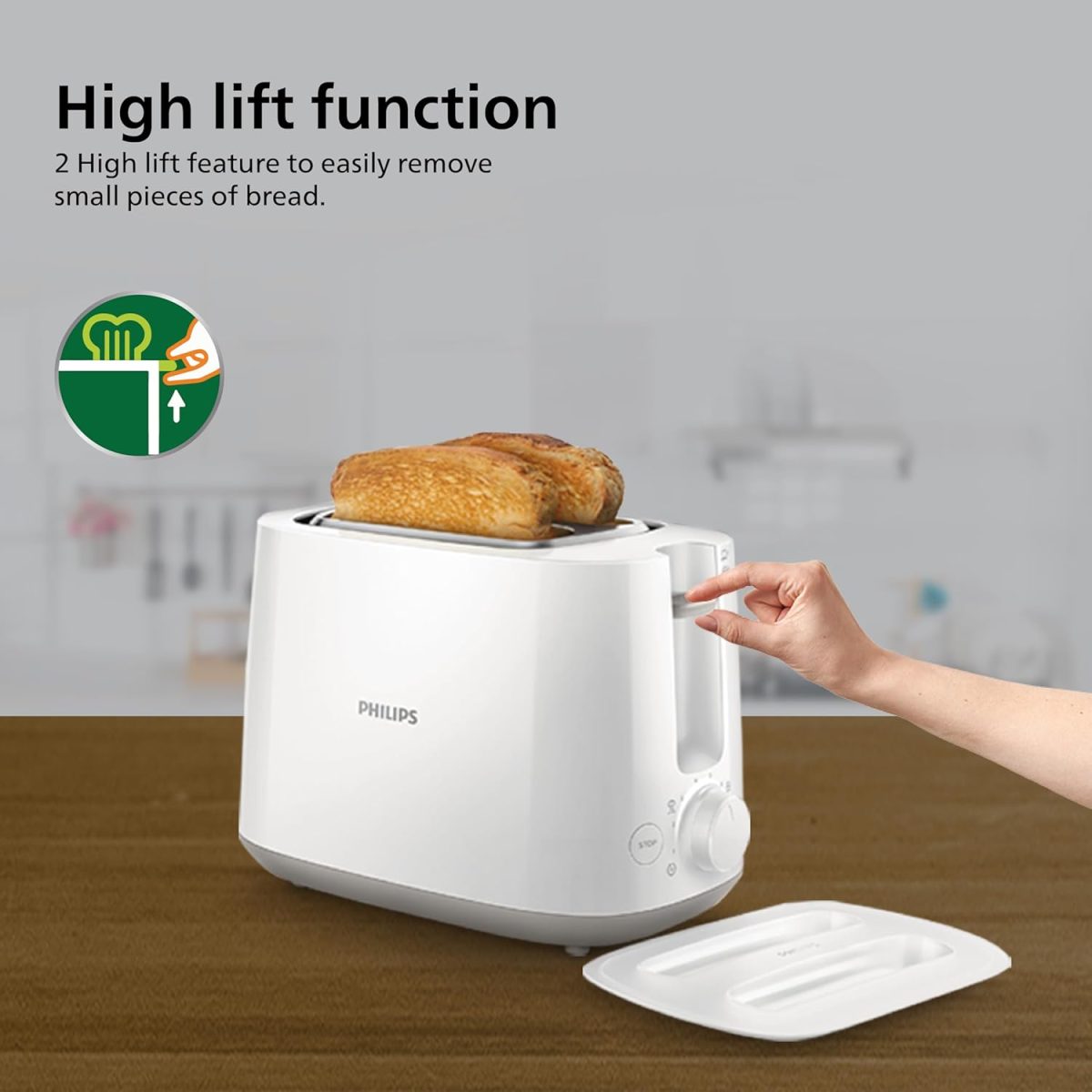 Philips HD2582/00 Two slice Pop-up toaster with bun warmer | 830W | 6 browning settings - Image 5