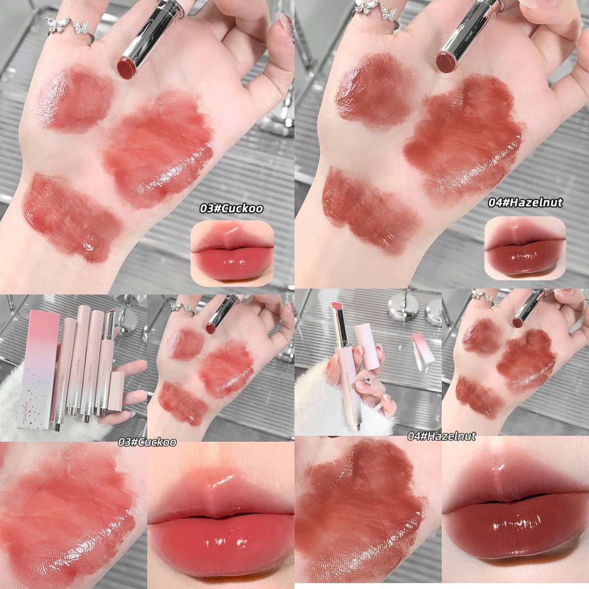 Gege Bear Moisturizing Solid Lip Gloss Set | High-Pigment Gloss Stick with Glossy Finish | Luxury Glossy Lipstick with Rich Color & Hydration | Nourishing Lip Balm Texture Meets Vibrant Lipstick Color (03# Cuckoo, 2g) - Image 3
