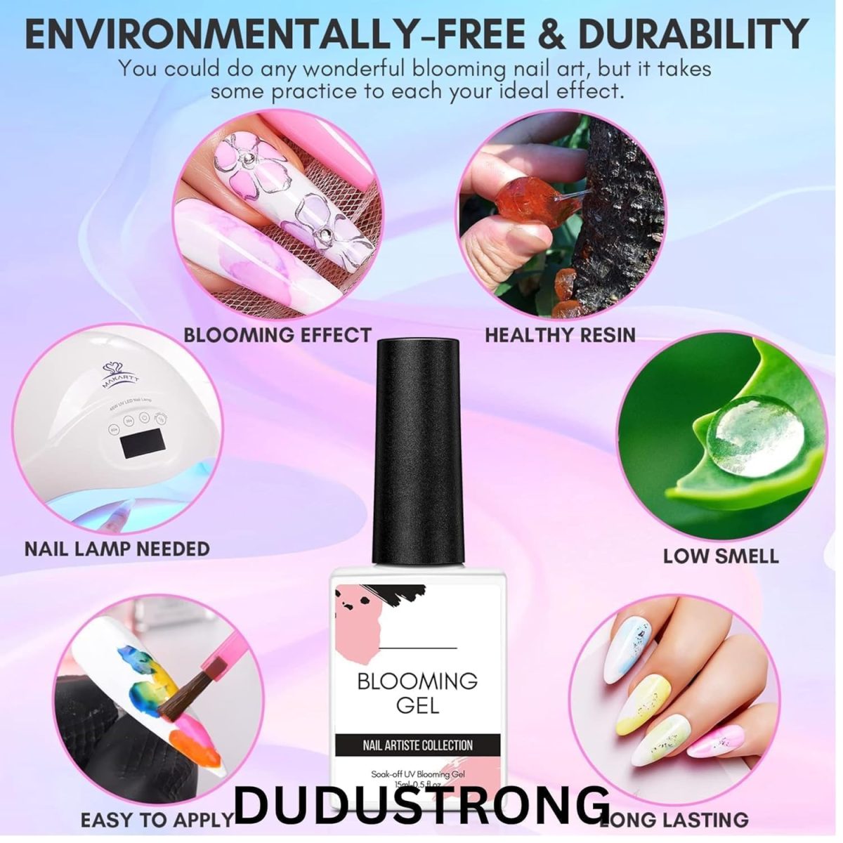 KRENI Blooming Gel 15ml UV LED Soak Off Nail Art Polish for Spreading Effect Marble Nail Polish Gel Paint Nail Designs for DIY Color Flower Watercolor Magic Beauty - Image 3