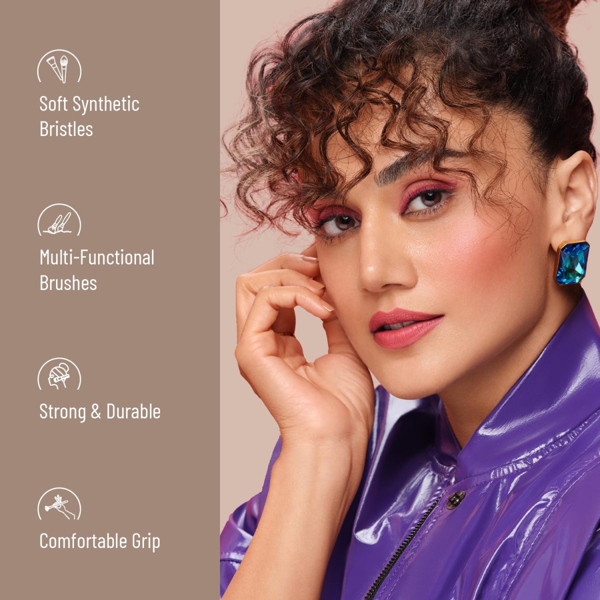 Swiss Beauty Professional Face & Eye Brush Set of 6 with Synthetic Fibres and Easy Blending For Cream, Liquid & Powder Formulation - Image 3