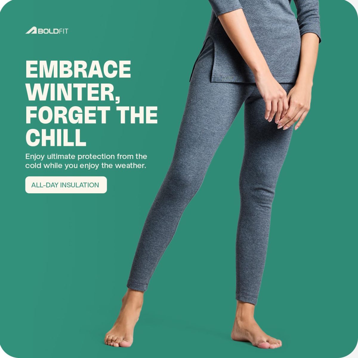 Boldfit Thermal wear for Women Set Warm and Comfortable Thermals Set for Woman Full Sleeves Body Warmer Combo for Women Natural Insulation Thermals Cozy Thermal Top and Leggings Combo for Womens - Image 5