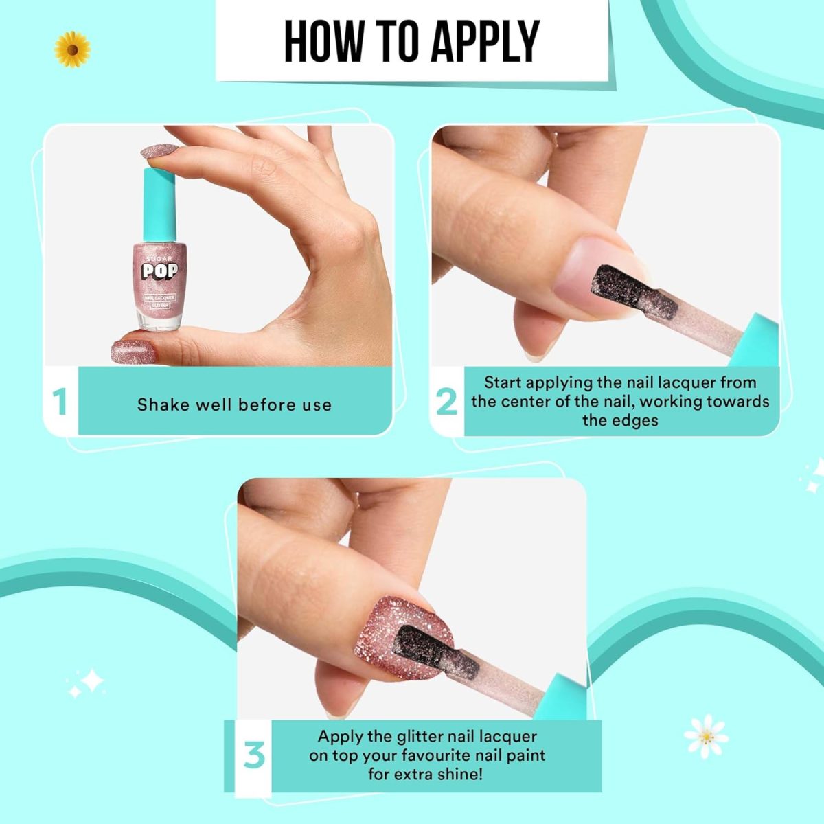 SUGAR POP Nail Lacquer Glitter 10 Gold Rush - 10 ml - Quick-drying | Chip-resistant | High on shine | Long-wear formula - Image 3
