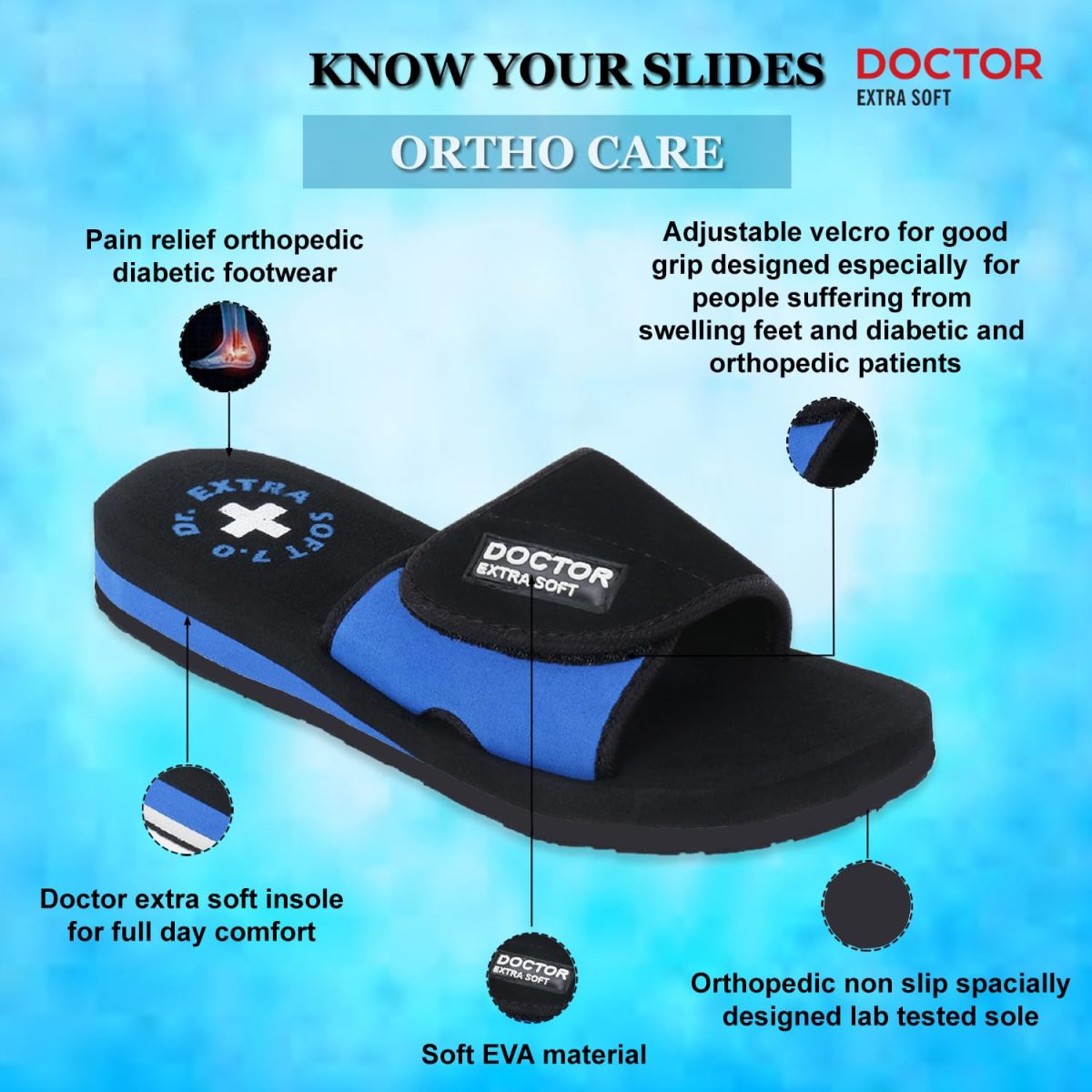 DOCTOR EXTRA SOFT Women's Care Orthopaedic and Diabetic Adjustable Strape Super Comfort Dr Sliders Flipflops and House Slippers for Women’s & Girl’s Slides D-52 - Image 2