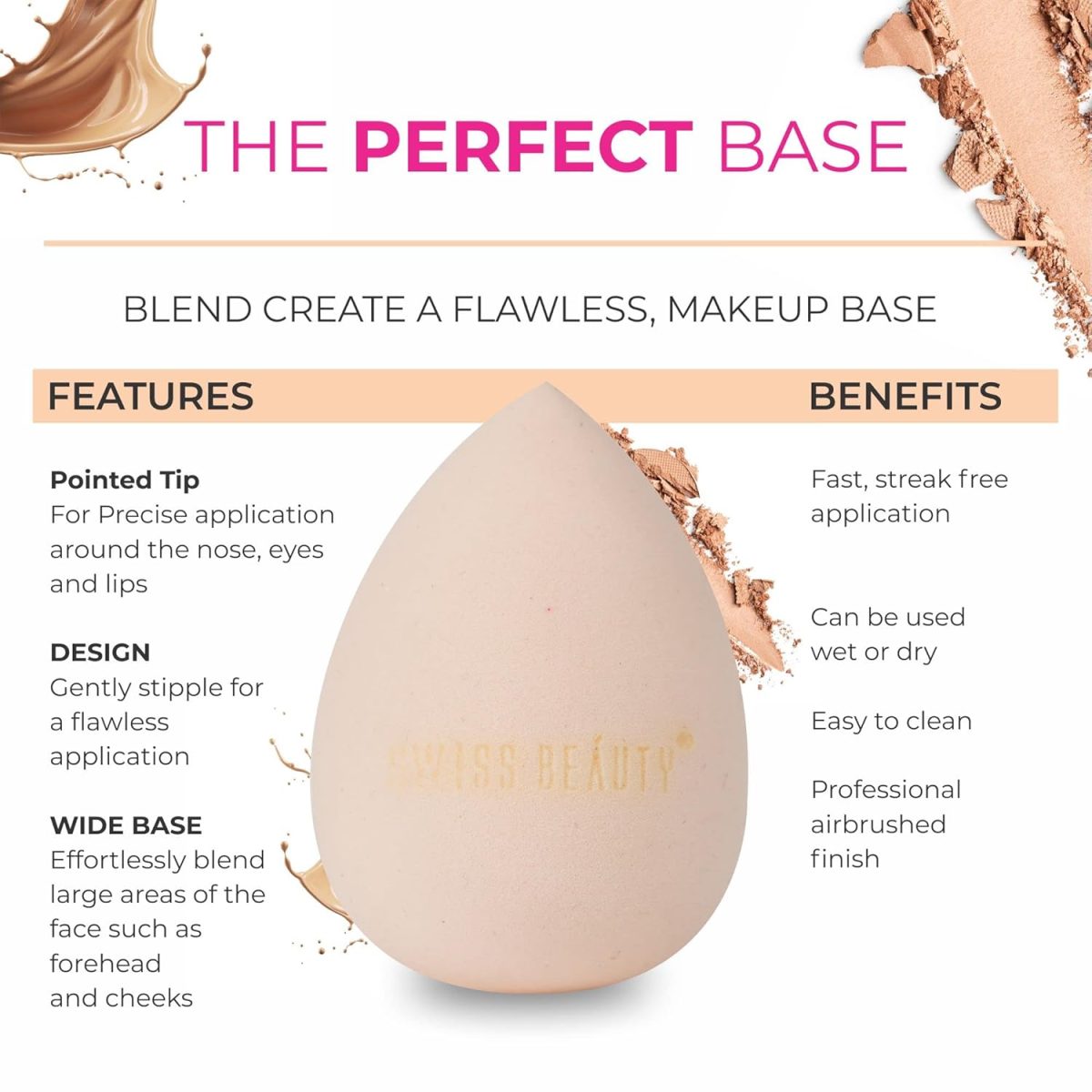 Swiss Beauty Makeup Buddy Beauty Blender for Face Makeup | Reusable | Multi-Use Beauty Blender | Shade - 02 - Image 2