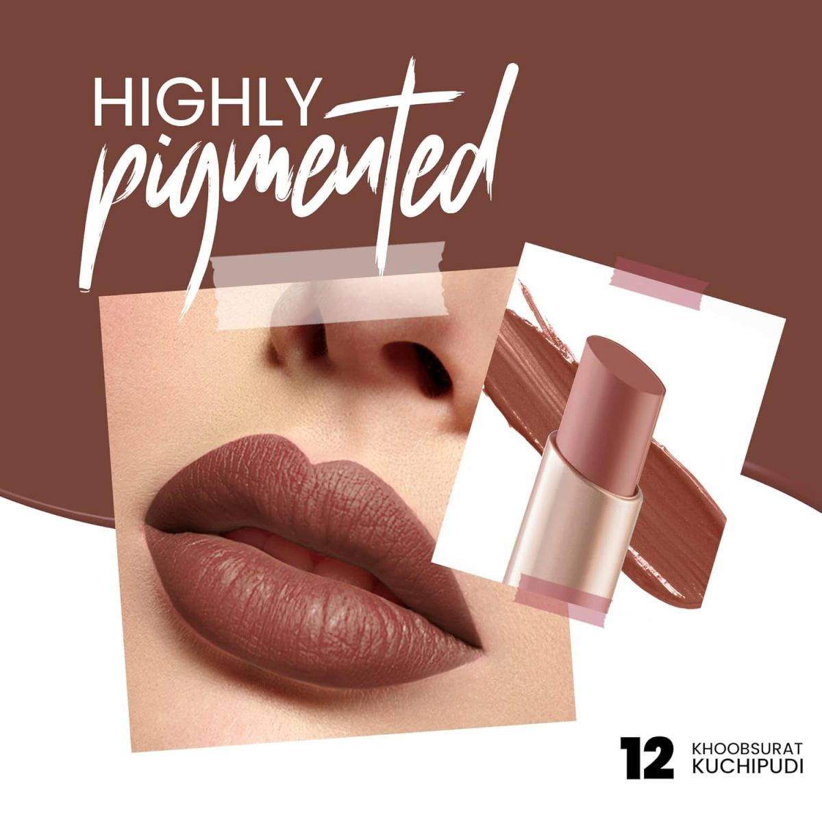 MARS Creamy Matte Long Lasting Lipstick for Women | Creamy Lipstick | Single Swipe Application | Smooth & Light Weight (3.2 gm) (12-Khoobsurat Kuchipudi) - Image 2