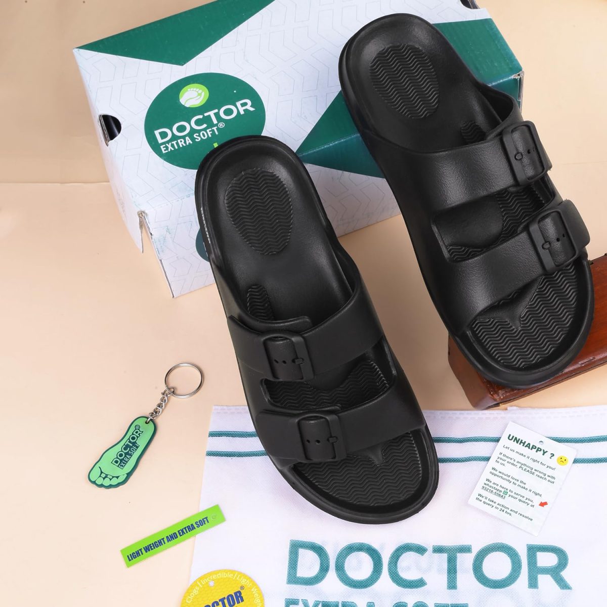 DOCTOR EXTRA SOFT Men's Classic Cushion Sliders/Slippers with Adjustable Buckle Strap for Adult | Comfortable & LightWeight |Stylish & Anti-Skid| Waterproof & Everyday Flip Flops for Gents & Boys D-505 - Image 2
