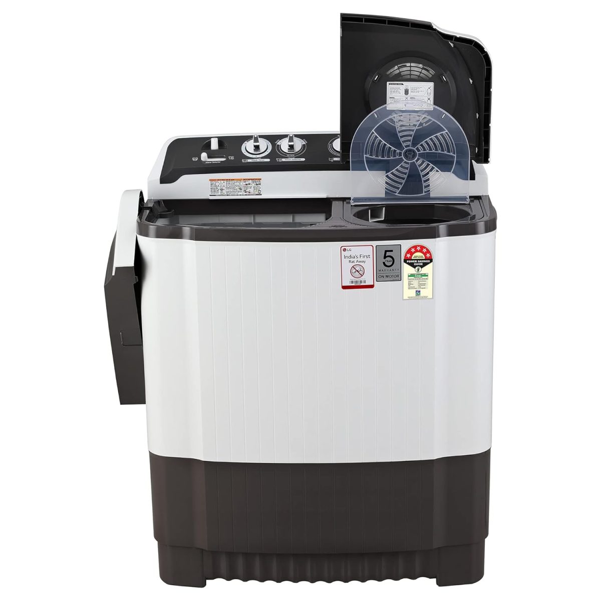 LG 7 Kg 5 Star Wind Jet Dry Semi-Automatic Top Loading Washing Machine (P7020NGAZ, Dark Gray, Rat Away Feature) - Image 10