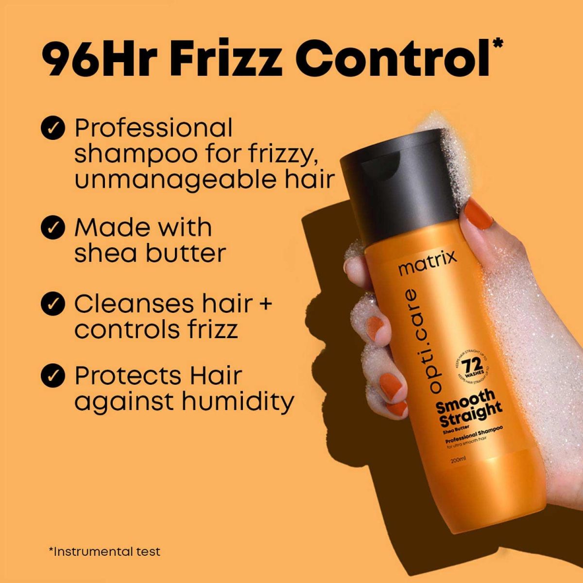 MATRIX Opti.Care Smooth Straight Professional Shampoo for Frizzy, Unmanageable Hair | 96Hr Frizz Control* | Used by 1 Lakh Hairstylists* | with Shea Butter, 200ml - Image 2