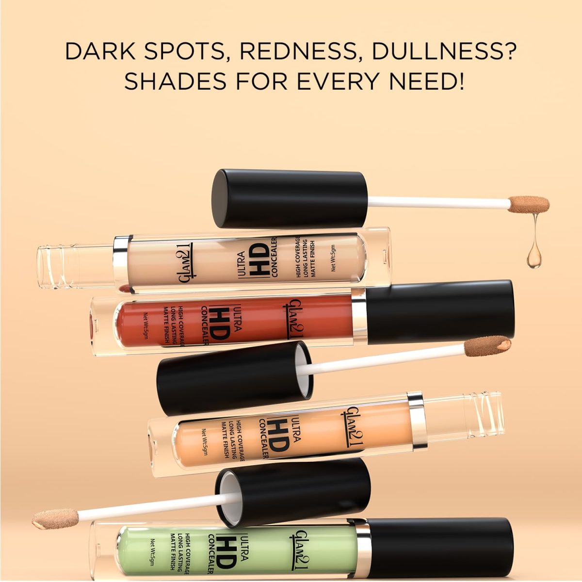 Glam21 Ultra HD Liquid Concealer for HD Finish | Non-sticky Long-lasting Matte Finish | | Easy-gliding Applicator | Hide Pores, Skin Acne, Scars, Blemishes | 5gm, Medium Warm - Image 4