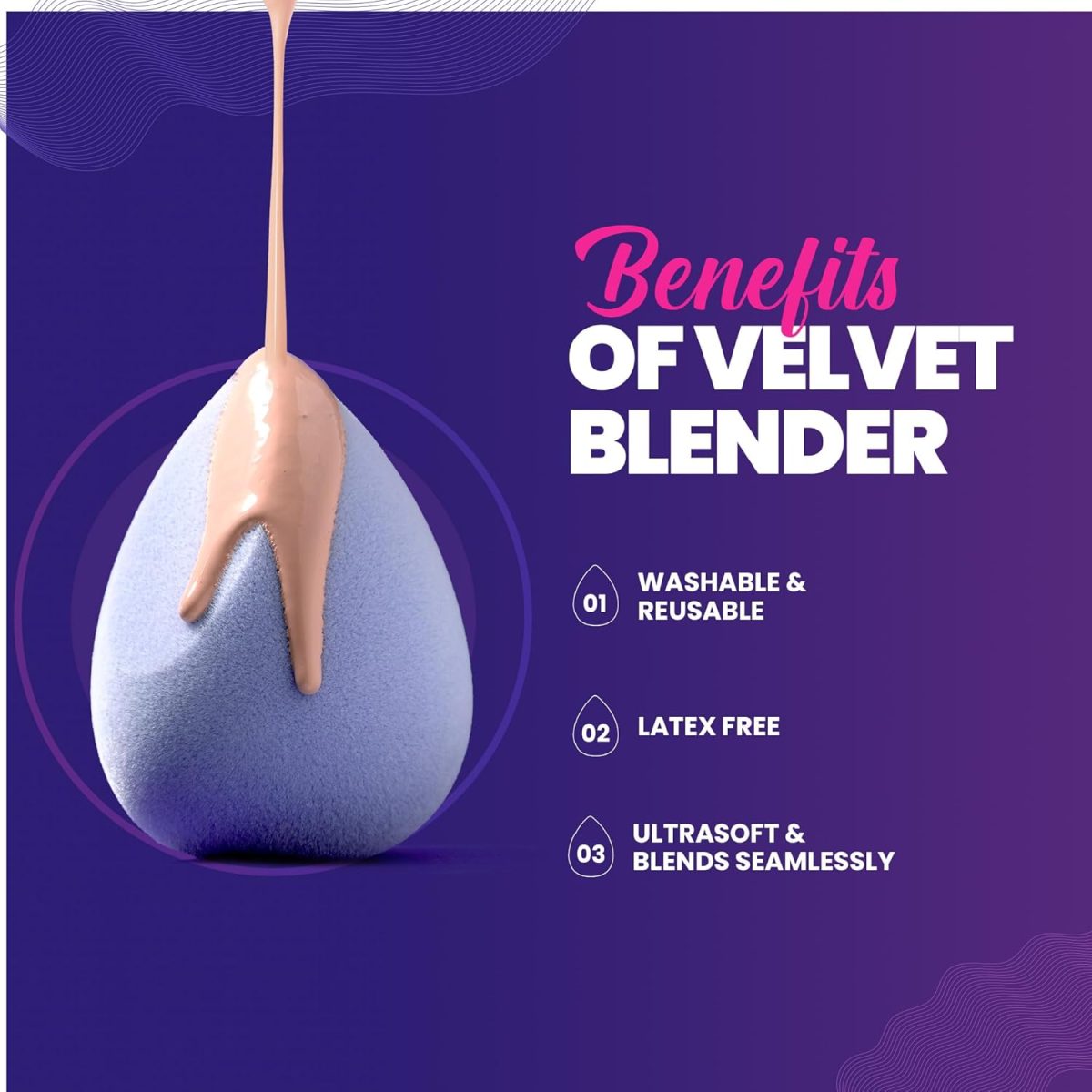 MARS Microfiber Velvet Beauty Blender for makeup | Less Wet & Dry Product Absorption | Premium Makeup Blender Sponge | Super Soft Velvety Texture | Latex Free | Skin Friendly - Image 5