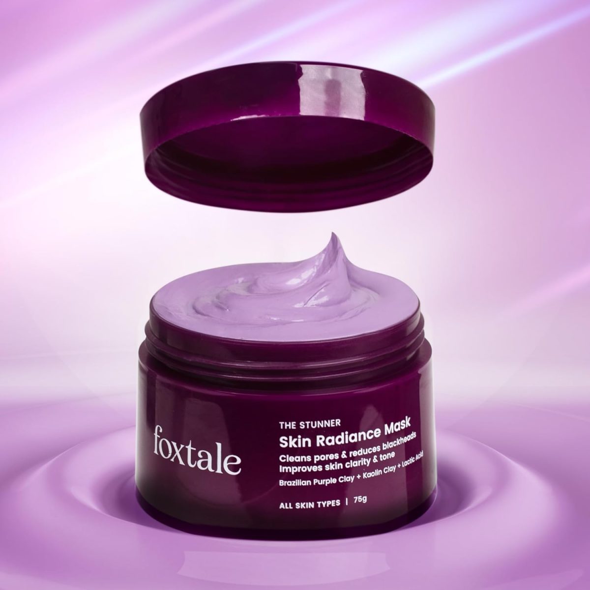 Foxtale De-Tan Face Mask for Glowing Skin| Clay Mask with Lactic Acid for Tan Removal, Reduction in Blackheads, Instant Brightening| New-Age Ubtan Face Pack for All Skin Types | Men & Women- 75g - Image 2