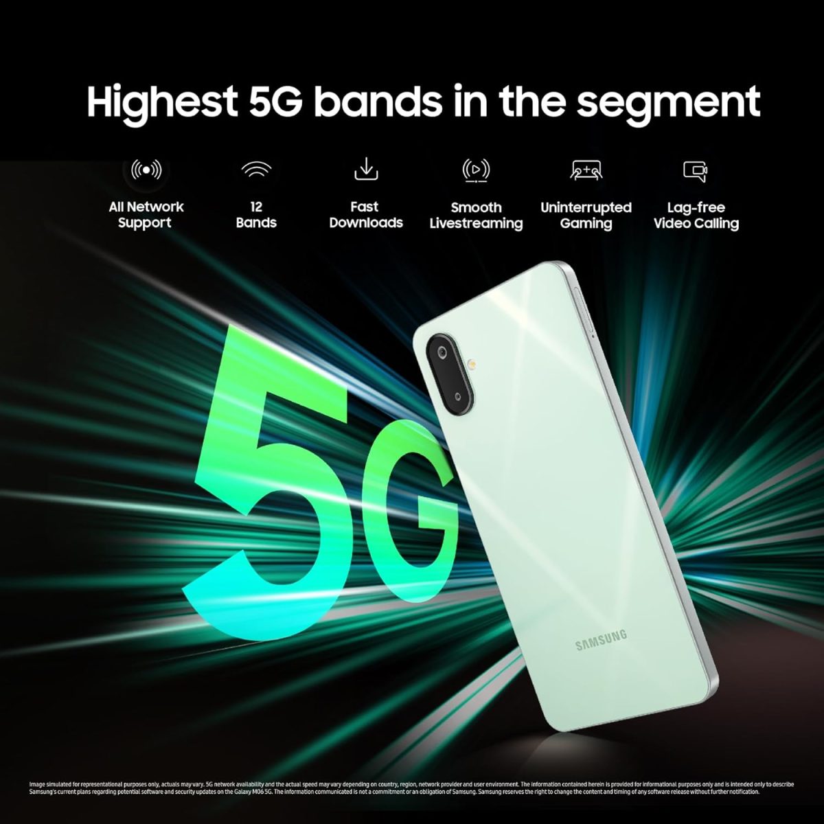 Samsung Galaxy M06 5G (Sage Green, 4GB RAM, 128 GB Storage) | MediaTek Dimensity 6300 | AnTuTu Score 422K+ | 12 5G Bands| 25W Fast Charging | 4 Gen. of OS Upgrades | Without Charger - Image 3