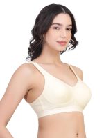 RACOS Non Padded Wire Free Full Coverage Broad Strap Heavy Bust Everyday T-Shirt Cotton Bra for Women B Cup in Multicolor for Daily Use - Image 3