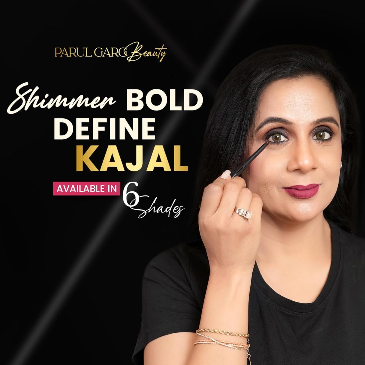 Parul Garg Beauty Bold Define Shimmer Kajal | Smooth Glide Kajal for Eyelid & Lash Line | Long-Lasting, Smudge-Proof & a Dazzling Shine | Vegan & Cruelty-Free (Mrig) - Image 2