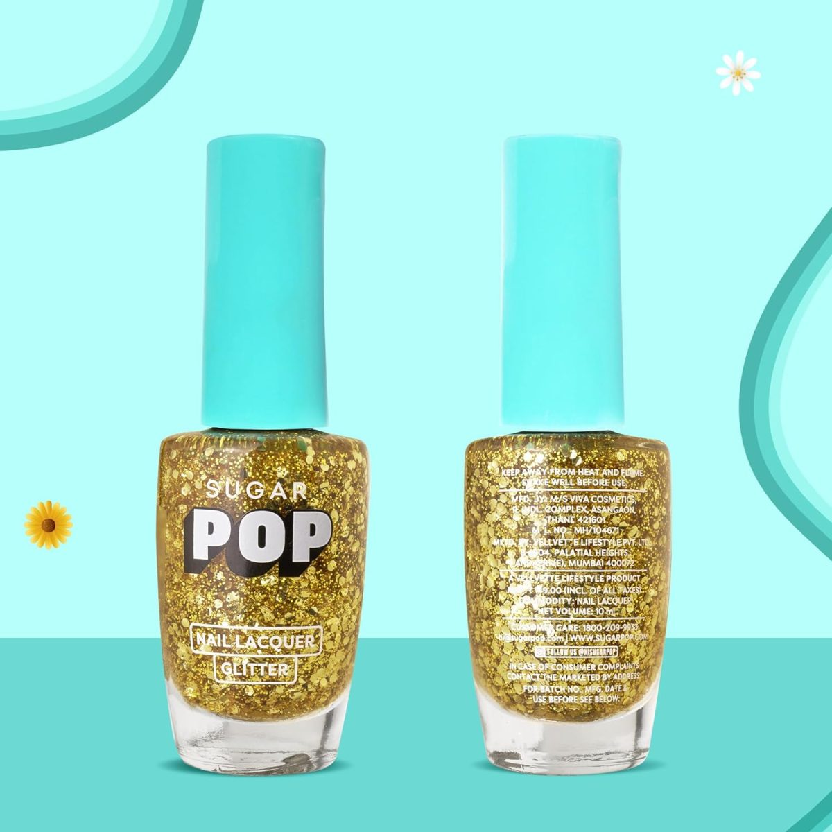 SUGAR POP Nail Lacquer Glitter 10 Gold Rush - 10 ml - Quick-drying | Chip-resistant | High on shine | Long-wear formula - Image 5