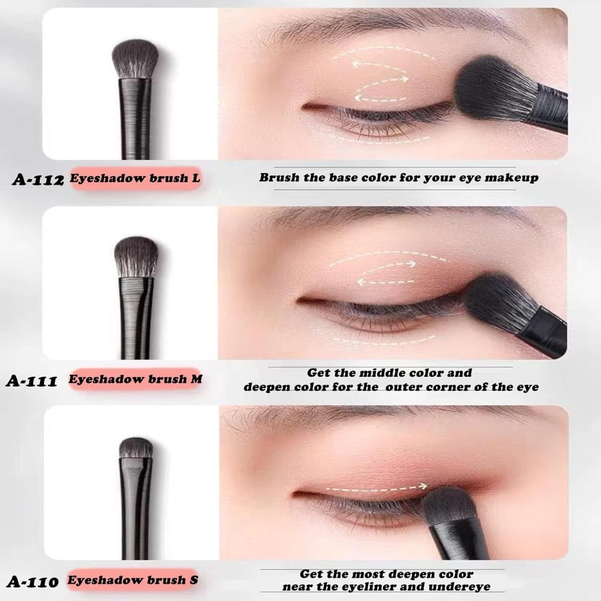 Red Square Makeup Eye Brush Set 6 pcs Smudg, Highlight, Eye Tail Tinting, Eyebrow, Eyeshadow Spreading, Lip, Easy to Clean, Professionals (BLACK GOLD SILVER) (936) - Image 2