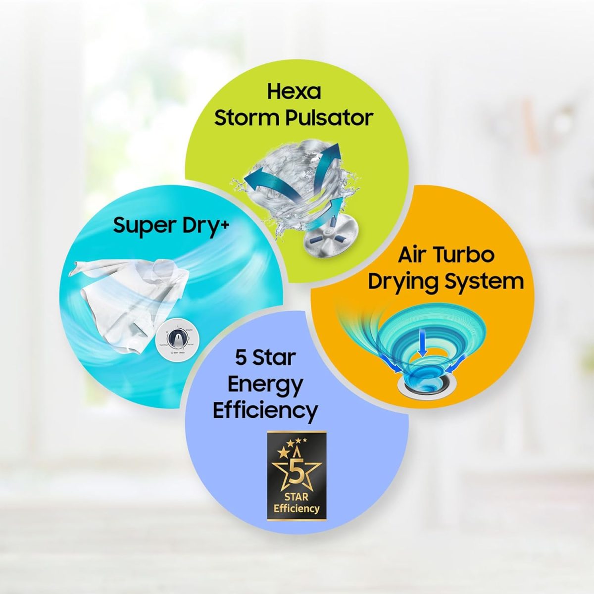 Samsung 8 kg, 5 star, Semi-Automatic Top Load Washing Machine (WT80C4200GG/TL, Air Turbo Drying, Light Gray,) - Image 2