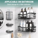 JD FRESH 5 in 1 Self Adhesive Shelf Organizer Combo/Metal Racks and Shelves for Wall/Stand for Bathroom Without Drill/Soap Holder with Tooth Brush Holder/Bathroom Accessories(Black) - Image 3