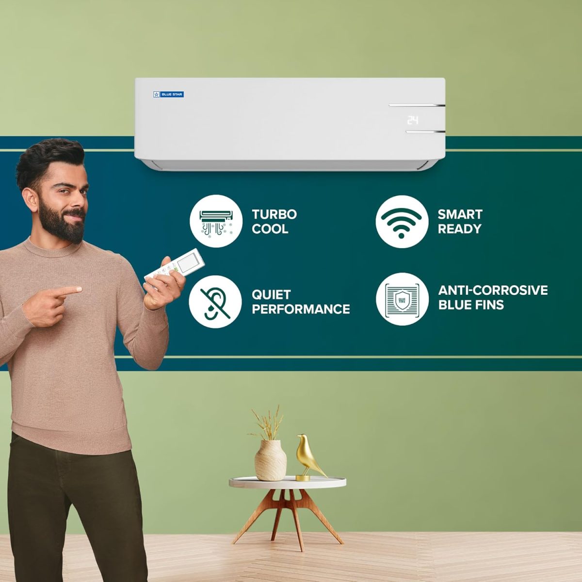 Blue Star 1.5 Ton 3 Star, 60 Months Warranty, Inverter Split AC (Copper, 5 in 1 Convertible, Turbo Cool, Energy Saver, Blue Fins, ID318YKU, White) - Image 8
