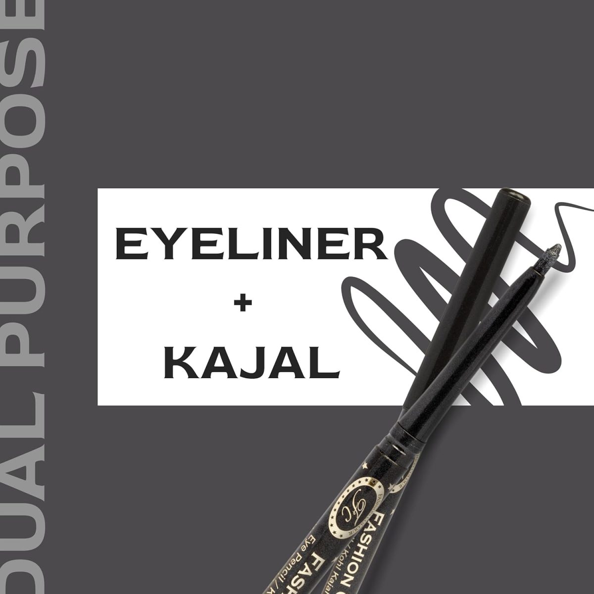 FASHION COLOUR Intense Revolving Kajal | High Impact Intense Color In 1 Stroke | 12 Hr Long Stay | Matte & Mettalic Finish | Soft Texture | Waterproof & Smudgeproof Kajal | (Grey) - Image 6