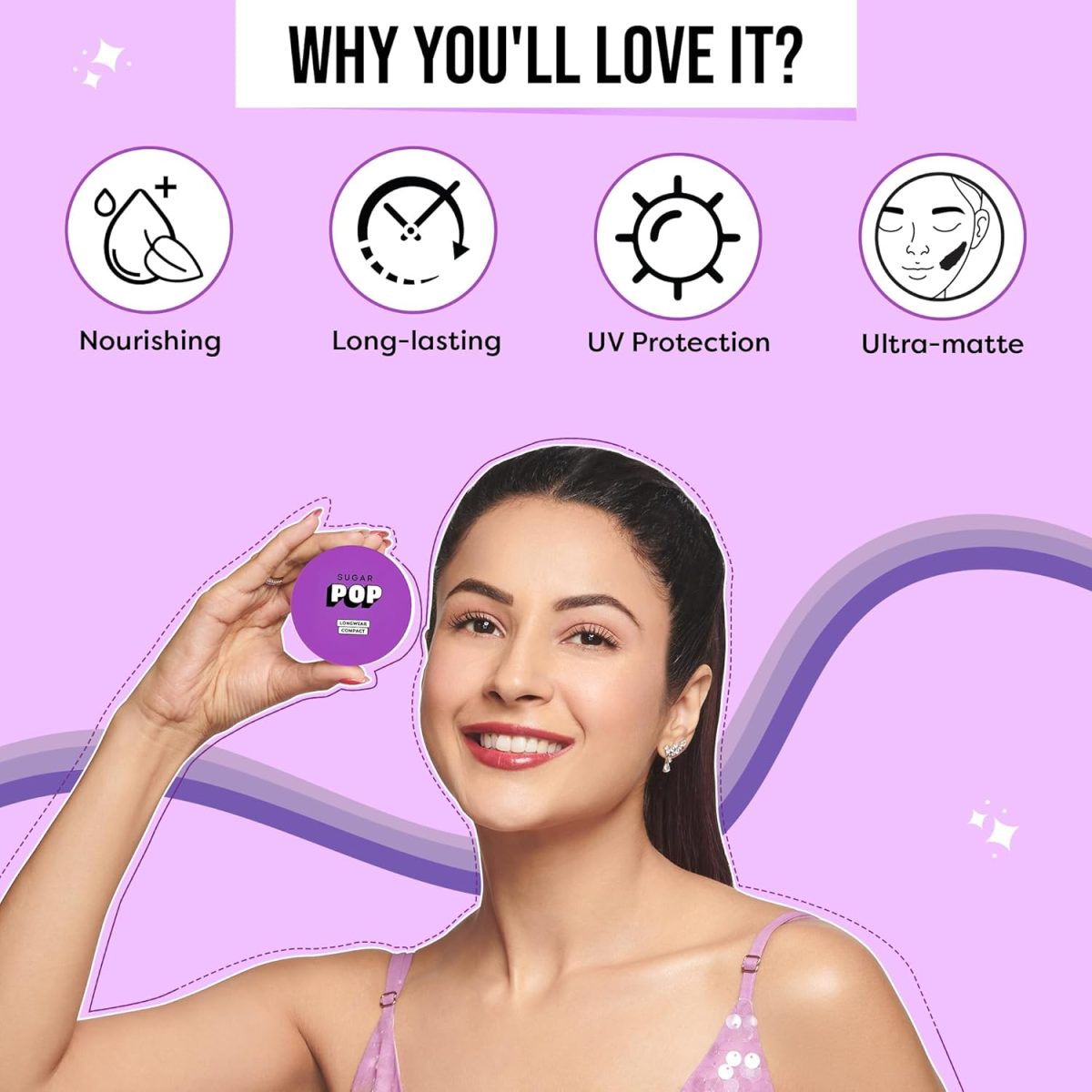 SUGAR POP Longwear Matte Compact | For Fair To Medium Skin Tone | Packed with Castor Oil & Vitamin E | UV Protection, Pore Minimizing | Medium Coverage | 9gm - 02 Beige - Image 4