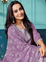 SHIENZY Women's Embroidered Work Chanderi Kurta & Pant With Dupatta || Straight Kurta Outfits || Ethnic Set (1655_Kurta Set) - Image 5