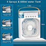 BreezeSwift -Portable-Air-Conditioner-Small-Ac-Personal-Air-cooler-Usb-Power-Mini-Desktop-Cooling-Misting-fan-1/2/3-Timer-With-speed-360-Adjustable-For-Office-Room-Desk-And-Car-(White) (Jumbo Size) - Image 2