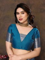 Yashika Women's Banarasi Kanjivaram Cotton Silk Saree With Unstitched Blouse Material - Image 2