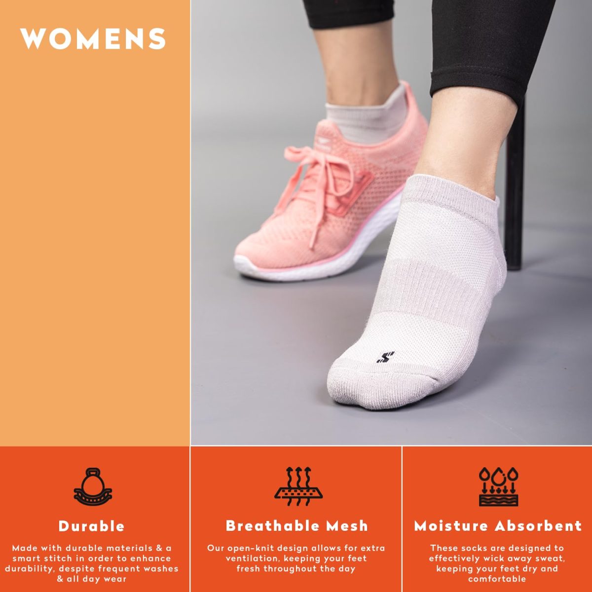 Supersox Ankle Sports Socks for Women, Made With Breathable, Anti Odour & Moisture Absorbent Cotton with Durable Welt & Cushioned Bottom (Pack of 3) - Image 5