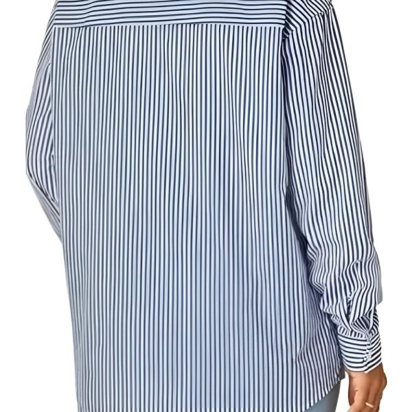Classic Striped Button-Down Shirt, Long Sleeve Collared Blouse, Available in Pink and Blue