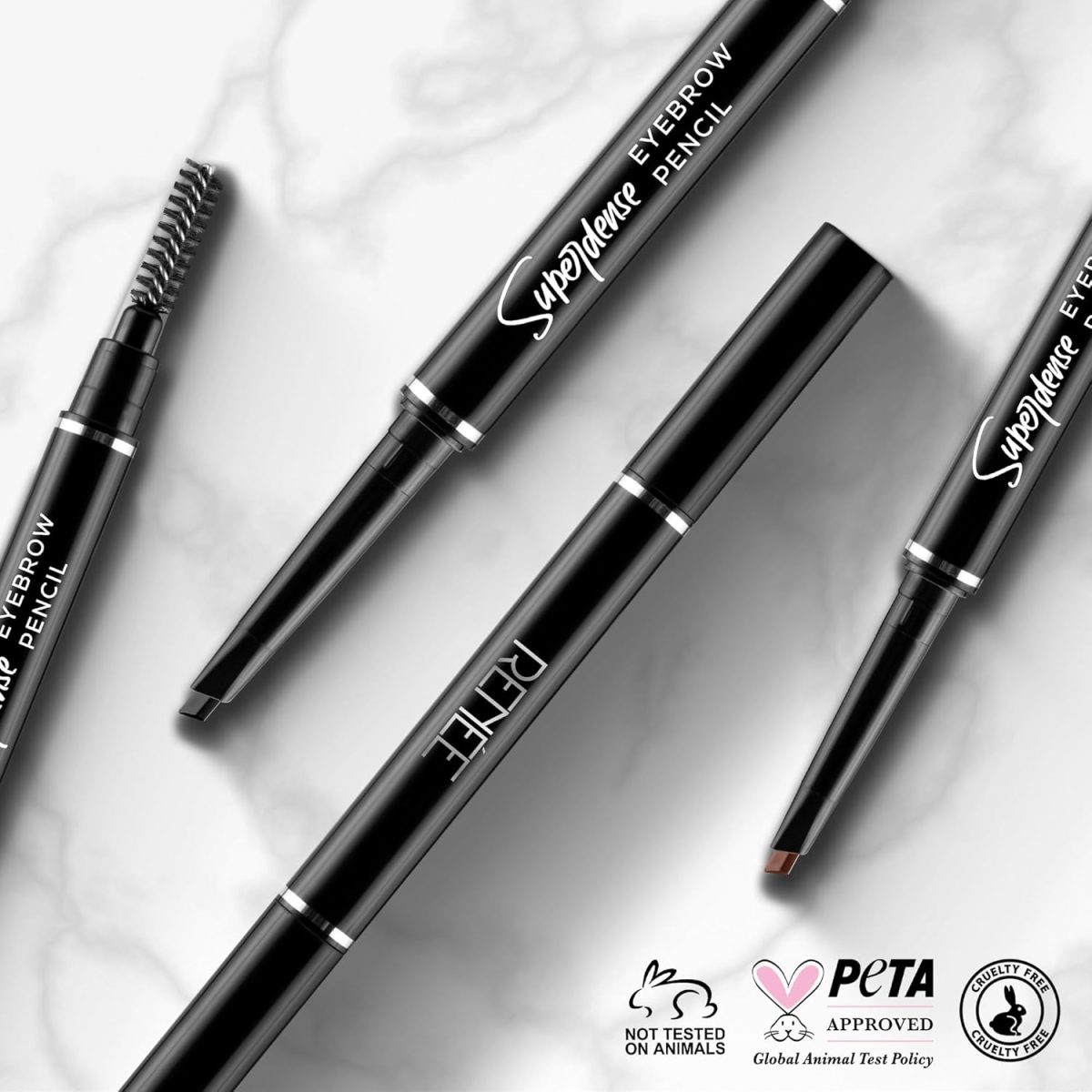 RENEE Superdense Eyebrow Pencil with Spoolie - Black, Smudge Proof, Waterproof, Highly Pigmented for Fill in Brow Gaps, Smooth One-Swipe Precision Application, Enriched with Vitamin C & Jojoba Oil - Image 6
