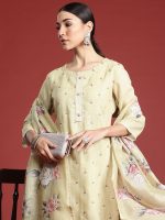 INDO ERA Women's Linen Kurta and Pant with Dupatta Set - Image 2