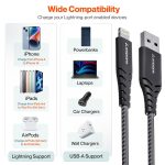 Ambrane USB to Lightning 3A Fast Charging Braided Cable Compatible for iPhone 14,13, 12,11, X, 8, 7, 6, 5, iPad, Macbook, iMac, AirPods, 480Mbps Data Sync, 1.5Meter Long (RCL -15, Black) - Image 3