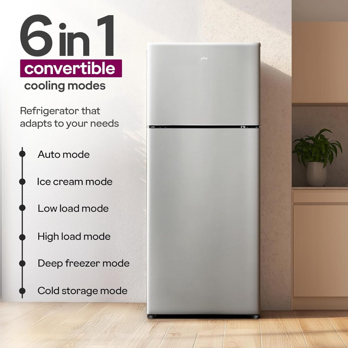 Godrej 223 L 3 Star Convertible Freezer 6-In-1, Nano Shield Technology, Inverter Frost Free Double Door Refrigerator(RT EONVALOR 260C RCIF ST RH, Steel Rush) - Image 3