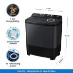 Samsung 8.5 Kg 5 Star Semi Automatic Top Load Washing Machine (WT85B4200GD/TL,DARK GRAY) - Image 3