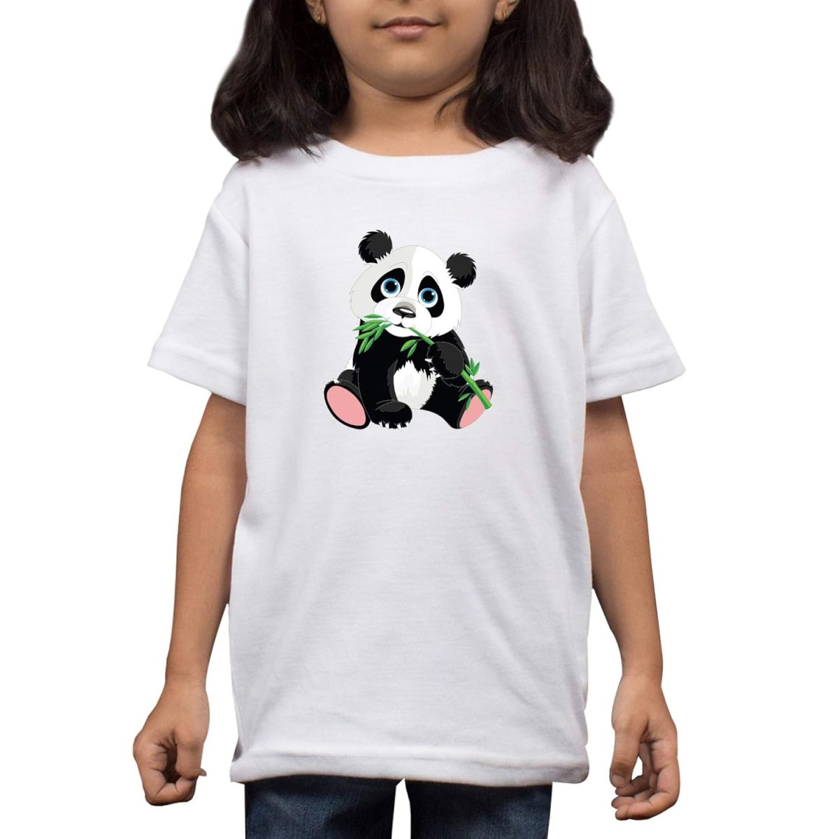 FADE COLLECTION - Black Panda Design Printed Colored Gift Cartoon Kids Cotton T-Shirt(Boys/Girls) (9-10 Years, White) - Image 3