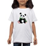 FADE COLLECTION - Black Panda Design Printed Colored Gift Cartoon Kids Cotton T-Shirt(Boys/Girls) (9-10 Years, White) - Image 3