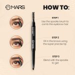 MARS Micro Precision Brow Pencil with spoolie | Retractable & Easy Glide | Long Lasting & Natural finish (0.4 g) (Black) - Image 4