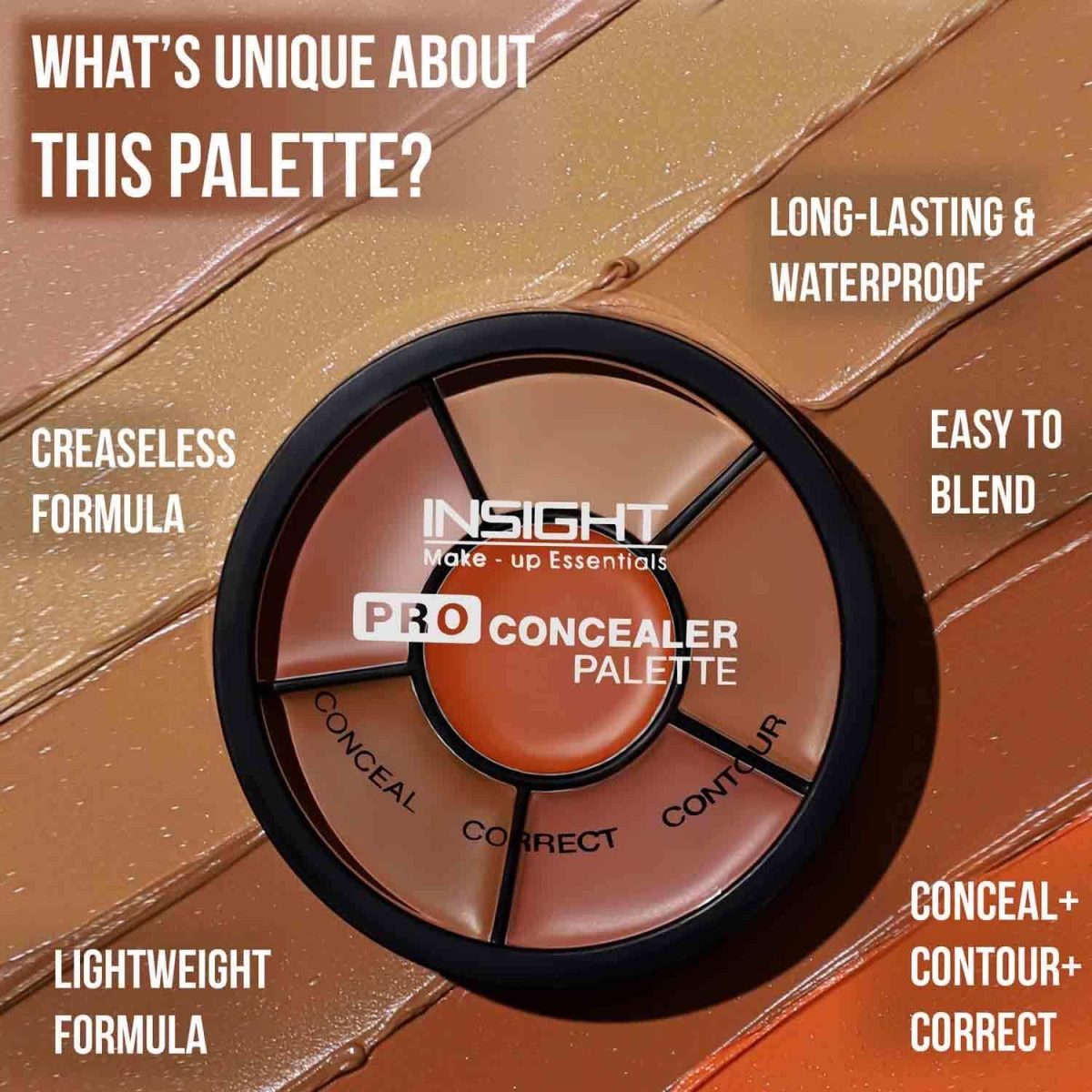 INSIGHT Cosmetics Natural Pro Concealer Palette-Corrector, Medium |Conceal |Correct |Contour |Waterproof |Crease Resistance |Long Lasting |Oil Control (Cr105-Corrector) - Image 2