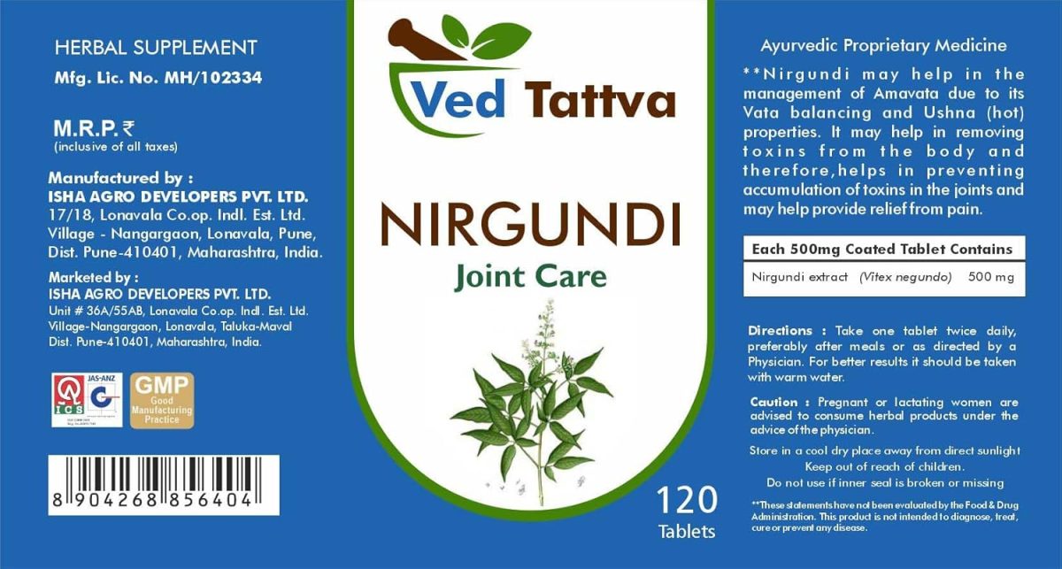 Ved Tattva Nirgundi Tablet (120 Tablet (Pack of 2)) - Image 2