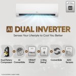 LG 2 Ton 3 Star DUAL Inverter Split AC (Copper, AI Convertible 6-in-1, Diet Mode+, Faster Cooling & Energy Saving, 4 Way Swing, HD Filter with Anti-Virus Protection, US-Q24ENXE, White) - Image 4
