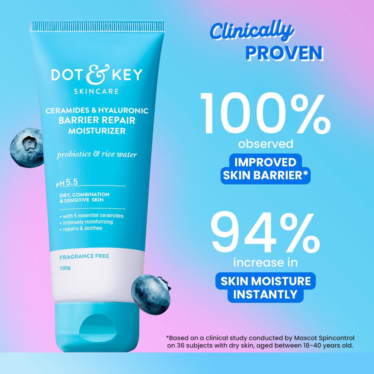 Dot & Key Ceramides Moisturizer with Hyaluronic for Intense Moisturizing and Skin Strengthening | With Probiotic & Rice Water I Barrier Repair Cream | For Dry Skin, Normal & Sensitive Skin | 100g - Image 5