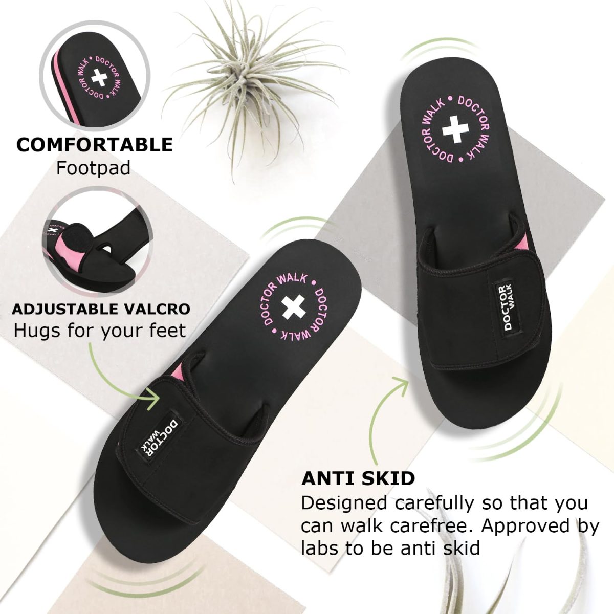 Doctor Walk Flip Flop for Women | Soft Comfortable | Breathable | Fashionable | Stylish | Trendy | Super soft | Lightweight | Anti-Slip Sole | Indoor & Outdoor | (DW-029)(Pink) - Image 2