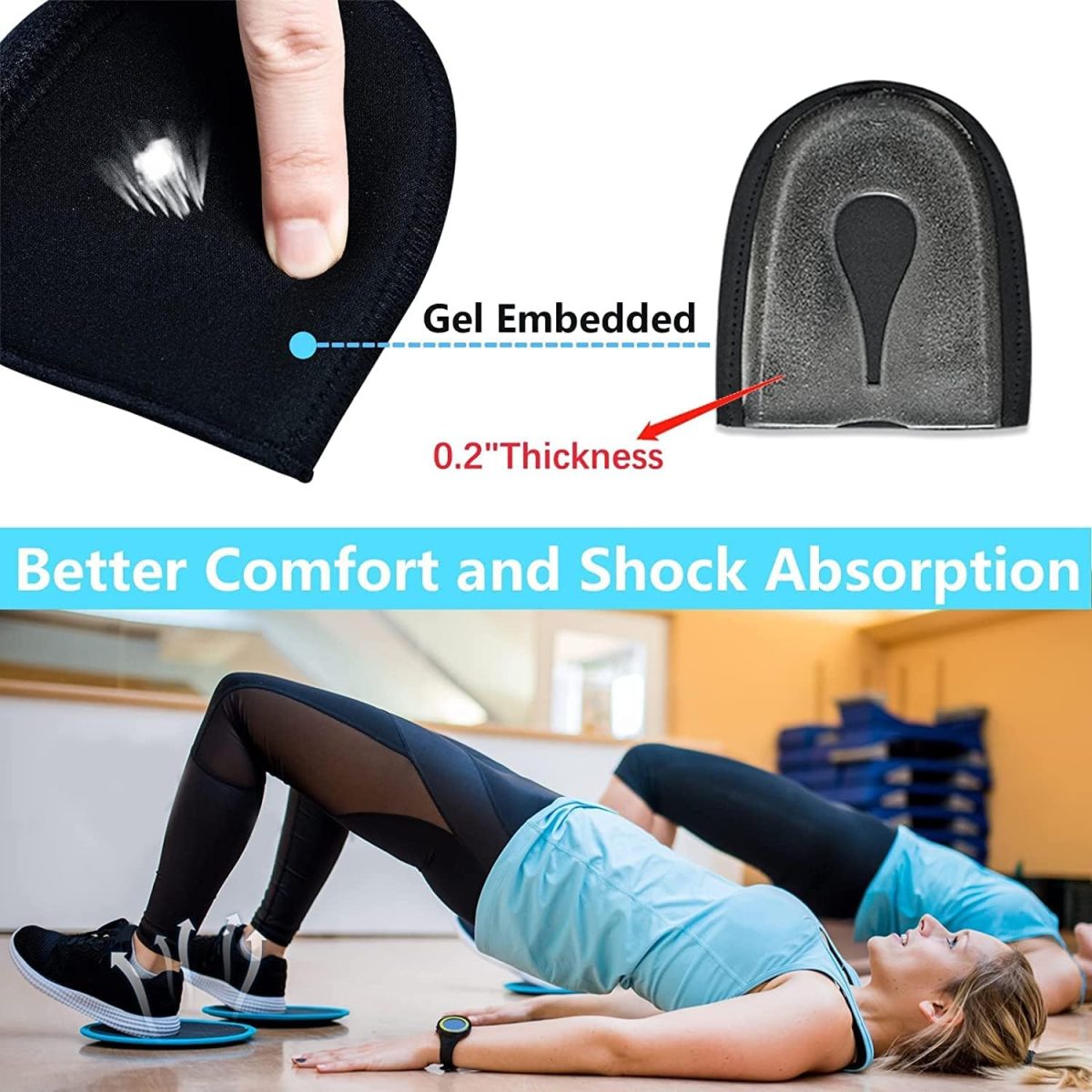 Gel Heel cups Silicon Heel Pad for Heel Ankle Pain, Heel Spur Shoe Support Pad for Men and Women Shock Cushion Pad for Heels Cushion Heel Blue (GEL PAD BLUE PAIR) - Image 4