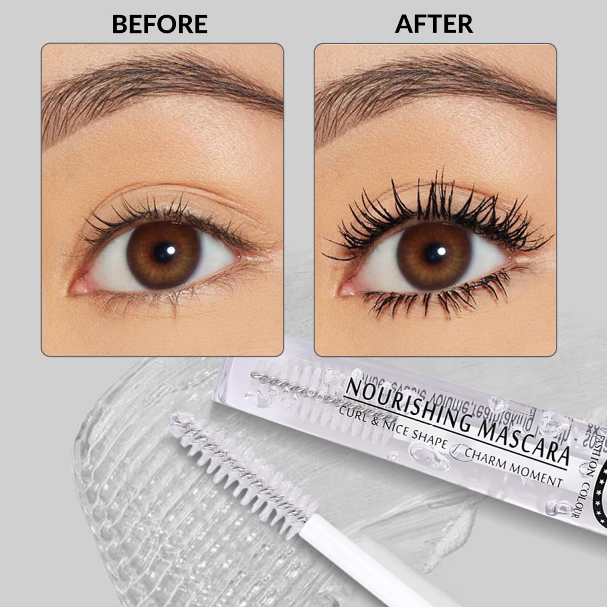 Fashion Colour Clear Lash & Brow Mascara – 8ml | Transparent Mascara Waterproof & Long Lasting | Clear Eye Brow Enhancer, Eye Brow Set Gel & Shaper, Lengthening Mascara for Women Enriched with Vitamin E (Transparent) - Image 6