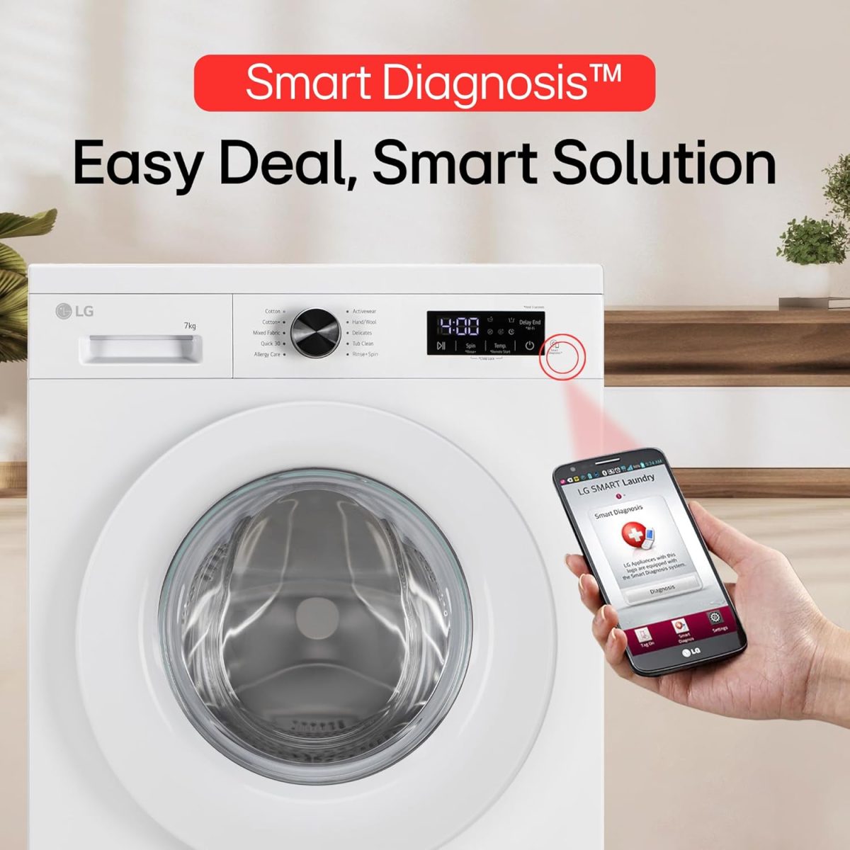 LG 7 Kg, 5 Star, Steam, Inverter Direct Drive Technology, 6 Motion DD, Fully-Automatic Front Load Washing Machine (FHB1207Z2W, Remove Allergens & Tough Stain, In-Built Heater, Essence White) - Image 9