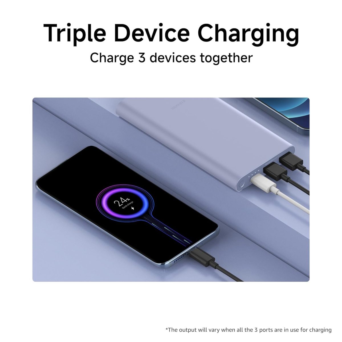 Xiaomi Power Bank 10000mAh 22.5W Fast Charging PD | Power Delivery | Durable Steel Casing |Triple Output Ports|Supports Android and Apple, Tablets, Earbuds, Watches etc - Image 7