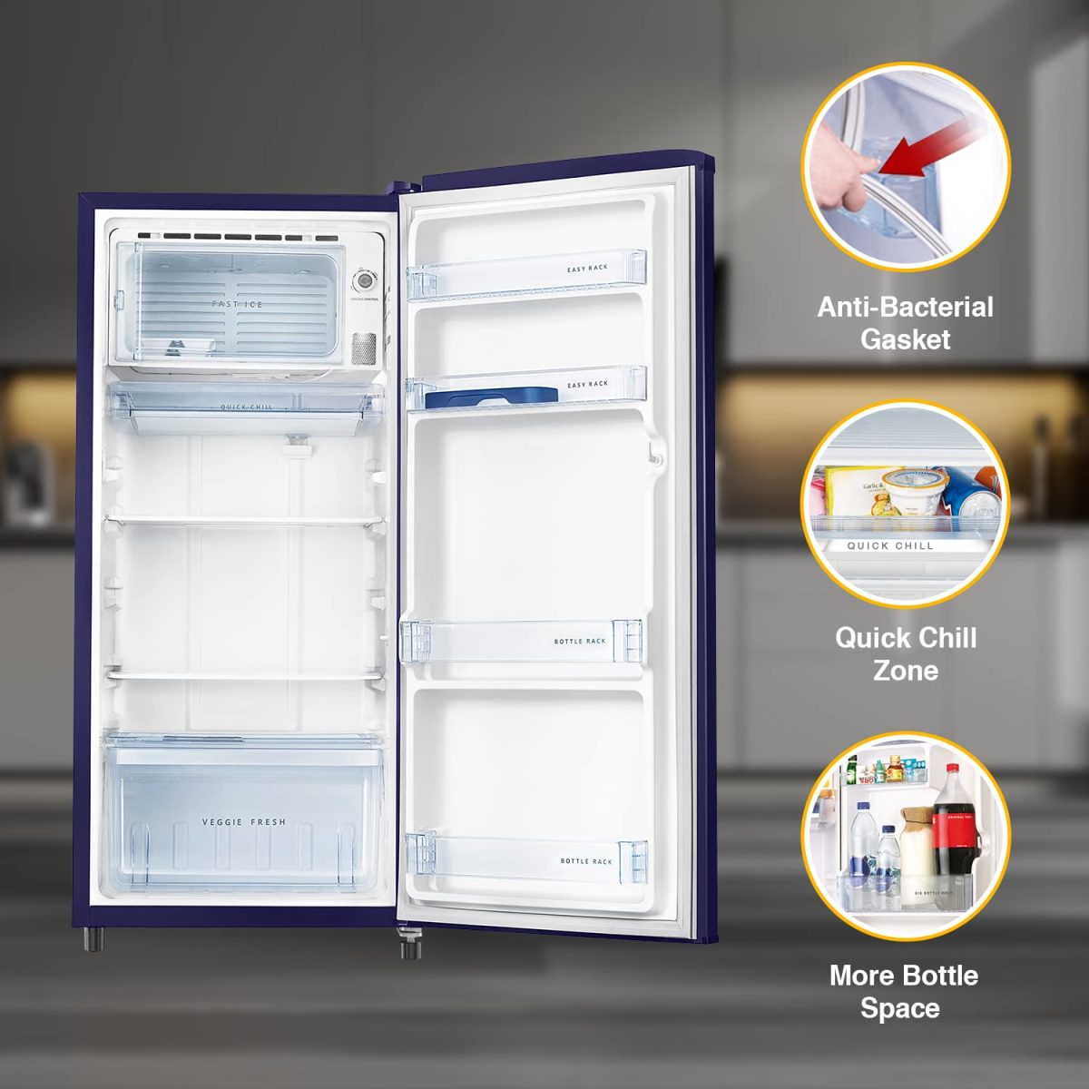 Whirlpool 184 L 2 Star Direct-Cool Single Door Refrigerator (205 WDE CLS 2S SAPPHIRE BLUE-Z, Blue,2023 Model) - Image 3